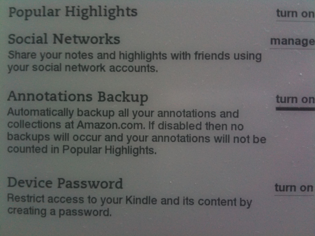 Opciones Kindle 2.5.2